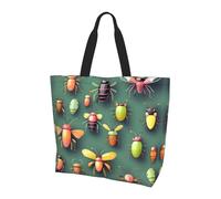 Sac fourre-tout imprimé de plantes succulentes, sac à bandoulière, adapté pour les voyages, la plage et le shopping quotidien., Atlas des insectes, One Size
