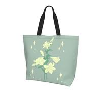 Sac fourre-tout imprimé jonquilles en fleurs, sac à bandoulière, adapté pour les voyages, la plage et le shopping quotidien., Lys blancs de dessin animé, One Size