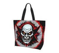 Sac fourre-tout imprimé multidimensionnel, sac à bandoulière, adapté pour les voyages, la plage et le shopping quotidien., Fantôme maléfique rouge et noir, One Size