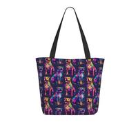 Sac fourre-tout imprimé Pitbull fluo pour femme, grand sac fourre-tout à bandoulière avec fermeture éclair, sac à main pour le travail et les voyages
