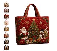 Sac fourre-tout imprimé vintage du père noël fait à la main | Shopper réutilisable festif, vacances à impression numérique, sac à main Shopper de grande capacité