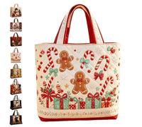Sac fourre-tout imprimé vintage du père noël fait à la main | Shopper réutilisable festif, vacances à impression numérique, sac à main Shopper de grande capacité