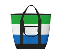 Sac fourre-tout isotherme de grande capacité avec drapeau de la Sierra Leone - Réutilisable et réglable pour le travail, le pique-nique, les voyages et les activités de plein air