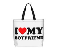 Sac Fourre-Tout J'Aime Mon Beau Petit Ami Sac Tissu Personnaliser Avec Poignées Sacs À Main, Pour École, Voyage, Femmes, Tous Les Jours