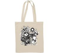 Sac fourre-tout japonais Samouraï Skater Urban Skateboard Graphique Coton Naturel Blanc