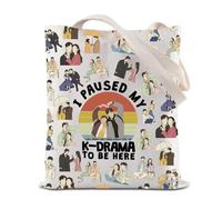 Sac fourre-tout K Drama pour les fans d'émissions télévisées coréennes J'ai mis en pause mon K-Drama pour être ici Sac à bandoulière K Drama Cadeau pour les passionnés de coréen, 35*40cm