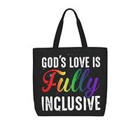Sac Fourre-Tout L'Amour De Dieu Est Pleinement Inclusif Lgbt Fierté Gay Christianisme Sac Enfant Réutilisable De Grande Capacité Sacs En Toile Pour Femmes, Pour Shopping, École, Burea