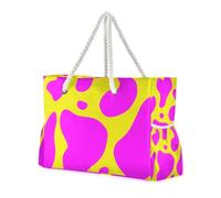 Sac fourre-tout lavable de grande capacité avec poches latérales pour articles personnels, idéal pour les voyages, la piscine, la natation, la plage, les vacances - Vert et jaune