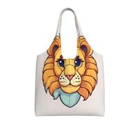 Sac fourre-tout léger en toile imprimée petit lion pour femme