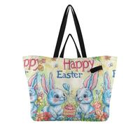 Sac fourre-tout léger en toile pour homme, sac d'épicerie, sac de piscine, cadeau de mariage, voyage, oreilles de lapin, oreilles de lapin, joyeuses Pâques