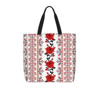 Sac fourre-tout léger et confortable avec motif brodé ukrainien - Réutilisable et respectueux de l'environnement - Pour les courses, les voyages, la plage, le travail