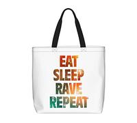 Sac Fourre-Tout Manger, Dormir, Faire La Fête, Recommencer Sac Cabas Réutilisable De Grande Capacité Sacs En Toile Épaule, Pour Burea, Filles, Tous Les Jours, École