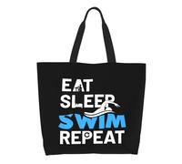 Sac Fourre-Tout Manger Dormir Nager Sac À Provisions De Grande Capacité Avec Poignées Sacs À Main, Pour Shopping, Burea, Tous Les Jours, 50x40cm