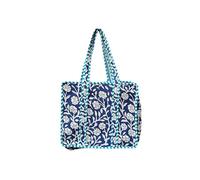 Sac fourre-tout matelassé en coton imprimé HandBlock, coton matelassé imprimé à la main, grand sac fourre-tout réversible en coton bleu et blanc, sacs fourre-tout indiens faits à la main