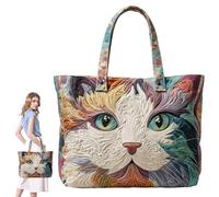 Sac fourre-tout matelassé, léger imprimé rétro, sensation artistique, patchwork matelassé, sac à main pour femme, réutilisable, respectueux de l'environnement, sac à main de rangement portable, a