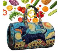 Sac fourre-tout matelassé, sac à main rétro pour le week-end, motif animal moyen pour le transport, sac à main de voyage en polyester, sac de travail, école, école, bureau, hôpital, infirmier