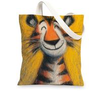 Sac fourre-tout mignon en toile de tigre, sacs d'épicerie réutilisables lumineux, sacs légers à bandoulière jaune, jaune, 13x15 Inch