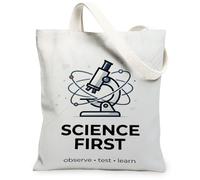 Sac fourre-tout minimaliste en toile avec citation de recherche scientifique 33 x 38,1 cm, blanc, 13x15 Inch