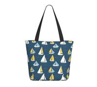 Sac fourre-tout minimaliste imprimé voilier pour femme, grand sac fourre-tout à bandoulière avec fermeture éclair, sacs à main pour le travail et les voyages