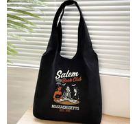Sac fourre-tout mode Witch Book Club, sac à épaule Y2K, sac de courses portable, cadeau d'Halloween, semaine de lecture, sac de rangement de voyage minimaliste gothique, sac de courses multifonction, 