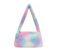 Sac Fourre Tout Moelleux Mini sacs à bandoulière imprimé vache for femmes, sacs à main en peluche imprimés, sacs à main d'hiver en peluche sous les bras, fourre-tout moelleux(O Small)