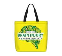 Sac Fourre-Tout Mois De Sensibilisation Aux Traumatismes Crâniens Sac Tissu Avec Poignées Réutilisable Sacs En Toile, Pour Filles, Shopping, École, Voyage