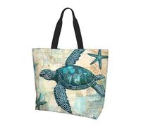Sac fourre-tout motif carte de la tortue - Sac à main rétro - Étanche - Grand sac à main avec poche intérieure - Pour le travail, les voyages, l'école