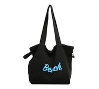 Sac fourre-tout multifonction en toile avec impression de lettres pour tous les jours, sac à main de grande capacité, sac à main sous les bras, sac à main décontracté pour femmes, Noir , One Size