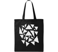 Sac fourre-tout noir en coton écologique avec triangles brisés et modernes, Noir , Taille unique