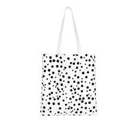 Sac fourre-tout noir et blanc à pois. Toile légère, double poignée, sac fourre-tout élégant pour femme, parfait pour le shopping, le travail et le transport quotidien.