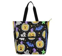 Sac fourre-tout noir mystique à paillettes d'Halloween pour enfants, femmes, hommes, sac fourre-tout imperméable réutilisable pour l'école, le travail, les voyages arc-en-ciel