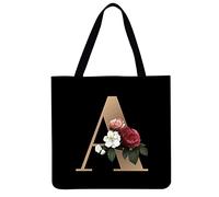Sac fourre-tout personnalisé avec n'importe quelle lettre, sac fourre-tout imprimé d'alphabet floral, sac de plage personnalisé gratuit, sac d'épaule exquis avec lettre de fleur pour les mariées, idée