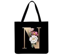 Sac fourre-tout personnalisé avec n'importe quelle lettre, sac fourre-tout imprimé floral, sac de plage personnalisé gratuit, sac d'épaule exquis avec lettre de fleur pour les mariées, idée de sac