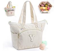 Sac fourre-tout personnalisé pour crochet - Sac de rangement en velours côtelé - Porte-fil pour crochet - Organisateur de crochet pour crochets, accessoires de crochet, sac de projet, sac à tricoter,