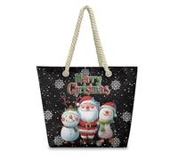 Sac Fourre Tout Pingouin Père Noël Sac de Plage Polyester Sac a Main Femme de Cours Tote Bag Homme Lavable Sacs pour Femmes Tote Bag Enfant Sacs À Main Réutilisable Totebag Cabas Femme 36x37cm/2