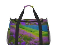 Sac fourre-tout pliable avec fermeture éclair imperméable pour week-end Motif fleurs violettes