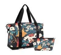 Sac fourre-tout pliable avec sangle réglable pour les voyages d'affaires Motif nains de plantes et fleurs, Gnomes de fleurs végétales mode, 1 size