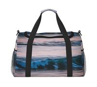 Sac fourre-tout pliable élégant avec fermeture éclair étanche pour escapades de w nd et lever du soleil avec imprimé vagues de mer et de mer