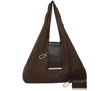 Sac fourre-tout pliable en cuir avec porte-clés - Se transforme en sac de courses spacieux - Facile à transporter au quotidien, café, Height: 28cm, Width: 39cm, Depth: 7cm