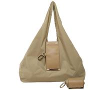 Sac fourre-tout pliable en cuir avec porte-clés - Se transforme en sac de courses spacieux - Facile à transporter au quotidien, kaki, Height: 28cm, Width: 39cm, Depth: 7cm