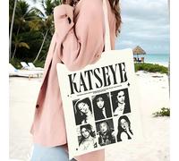 Sac fourre-tout pliable réutilisable, sac à main en canevas imprimé avec les idoles K-Pop Katseye, Manon, Sophia, Daniella, Lara et Megan, incorporant des éléments de musique pop, sac de courses casua