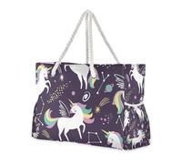 Sac fourre-tout portable avec poches latérales Motif licornes Constellation Idéal pour les voyages, la piscine, la natation, la plage, les vacances