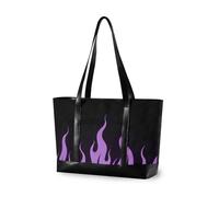 Sac fourre-tout portable noir fluorescent violet flamme froide avec fermeture éclair fourre-tout pour maman avec tablette bolsas para computadoras de mujer
