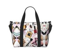 Sac fourre-tout portable pour femme avec motif imprimé sur le thème cosmétique et maquillage, adapté pour les entraînements de gym, les trajets et les voyages