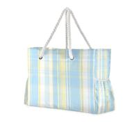 Sac fourre-tout portable pour femme avec poches latérales et porte-gobelets sur le côté Jaune et bleu