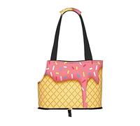 Sac fourre-tout portable pour petit chien/chat avec sangle de sécurité réglable, motif crème glacée et gaufré, pour métro/magasinage/randonnée/voyage