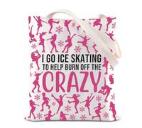 Sac fourre-tout pour amateur de patinage sur glace, cadeau de danseur de glace, cadeau de patinage artistique I Go Ice Skating To Help Burn Off The Crazy Canvas Bag for Skater, Crazy Tote, 35*40cm