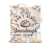 Sac fourre-tout pour amateurs de levain - Sac en toile pour boulanger - Cadeau de boulangerie avec inscription « I Don't Always Sourdough Oh Wait Yes I Do », Fourre-tout au levain, 35*40cm