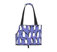 Sac fourre-Tout pour Animaux de Compagnie, Sac à Main Portable de Voyage pour Chien avec Boucle de sécurité en métal pour la randonnée en métro, Pingouin Mignon Violet