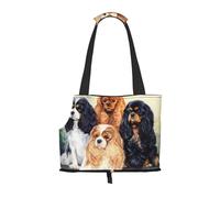 Sac fourre-Tout pour Animaux de Compagnie, Sac à Main Portable de Voyage pour Chien avec Boucle de sécurité en métal pour la randonnée en métro, Cavalier King Charles Spaniel doré Noir